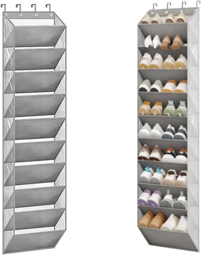 Deur Schoenen Organizer - Hangende Schoenenkast - Opbergen van schoenen - Grote capaciteit - 180 cm hoog - Grijs