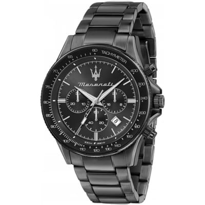 Maserati Sfida Zwart Metaal Kwarts Chronograaf met Datum R8873640016 zwart
