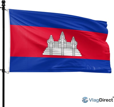 VlagDirect - Cambodjaanse vlag - Cambodja vlag - 90 x 150 cm.