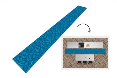 Keukenloper - Keukenmat - Blauw - Bacteriën - Virussen - Design - 400x50 cm - Keuken vloerkleed