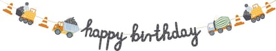 PARTYDECO - Happy Birthday spandoek bouwvrachtwagens 2 meter