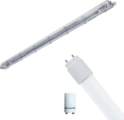 LED Waterdichte TL Armatuur met T8 Buis - Velvalux Strela - 120cm - Enkel - Koppelbaar - Waterdicht IP65 - 16W - Helder/Koud Wit 6400K