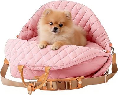 Autostoel Kleine Honden - Honden Booster Zitje - Veilig Reizen - Drukverlagend Ontwerp - 40x30x6 cm - Roze