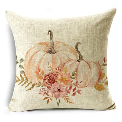 Hallo Herfst Pastorale Roze Pompoenbloem Fiets Kussenhoes Kussenslopen Voor Bank Kantoor Slaapkamer Decor Meerdere Maten 40cm x 40cm