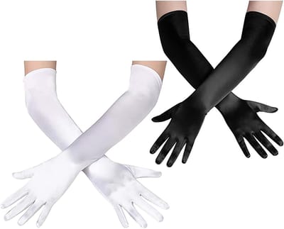 Elegante Lange Satijnen Handschoenen voor Vrouwen - Perfect voor Bruiloften, Feestjes en 1920s Thema's - Zwart, Elbow Length, Klassiek Design