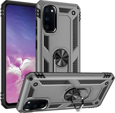 Anti-Shock Hybrid Ring Armor Hoesje Geschikt voor: Samsung Galaxy A71 - zilver