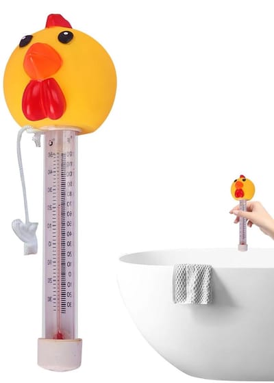 Drijvende Thermometer - Kuiken Vorm - Water Temperatuur Meten - Veilige Glycerine Vulling - 24 Centimeter - Geel