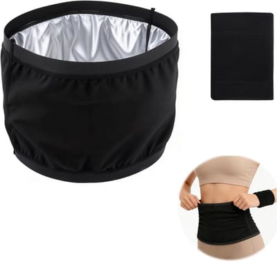 Thijox - Buikweggordel Dames Heren Zweetgordel Taille Trainer Fitness Riem Neopreen Nano Zilver S/M met Polsband - Buikspiertrainer Sauna Buik Weg Tra