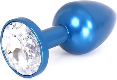 Kiotos - Blauwe Aluminium Buttplug Met Wit Sierkristal