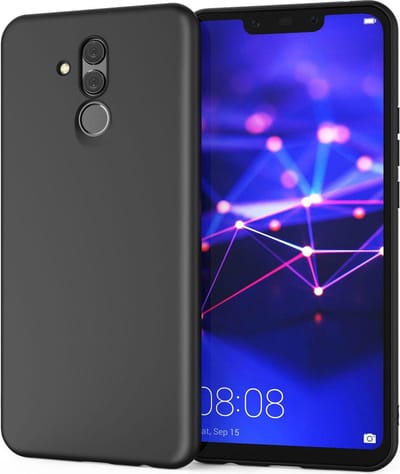 Liquid Silicone Back Cover + PET Screen Protector for Huawei Mate 20 Lite _ Zwart