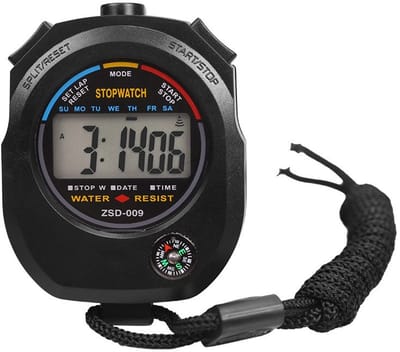 Elektronische sportstopwatchtimerGeschikt voor coaches, scheidsrechters en hardlopersDubbele rijstrook geheugentimer