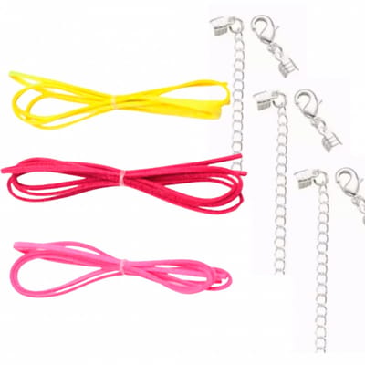 3 Kleuren Suede met sluitingen roze en geel - Charme Bijoux