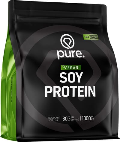 Pure. Soy Protein - Aardbei - 1000g - hoogwaardige soja eiwit - 26g eiwit per portie – vegan - plantaardig eiwitpoeder