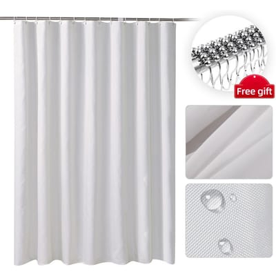 1PC rideau de douche ménage couleur unie épaissi imperméable tissu séchage rapide imperméable et 180cm * 220cm blanc