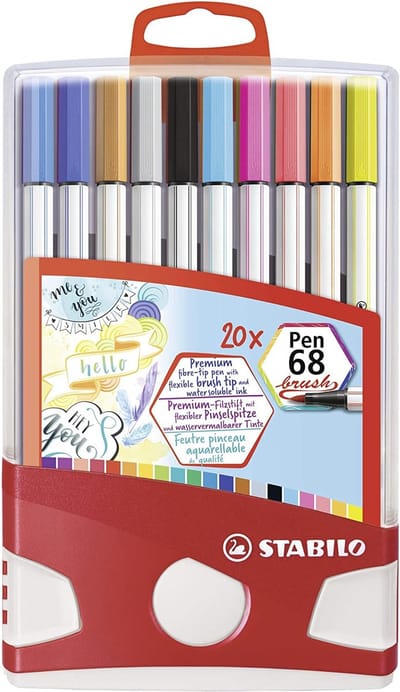 STABILO Pen 68 Brush - Premium Brush Viltstift - ColorParade - Set Met 20 Verschillende Kleuren