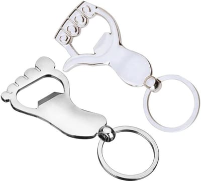 Flesopener sleutelhanger van metaal met handpendant voor bier en frisdrank - Set van 2, perfect als cadeau voor mannen en vrouwen, ideaal voor feesten en barbecues