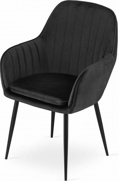 LUGO Kuipstoel - Zwart, Velvet Bekleding met Afneembare Hoes, Zwarte Metalen Poten, Ergonomisch en Functioneel, Geschikt voor Woonkamer, Eetkamer en Kantoor, Max. 120 kg