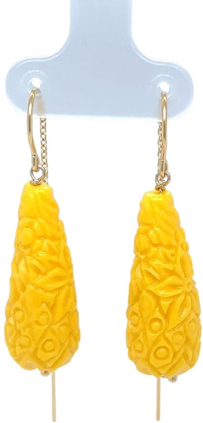 Pat's Jewels Oorbellen - Oorbellen Dames - Doortrek Oorbellen- Resin Hanger - Geel - Goud
