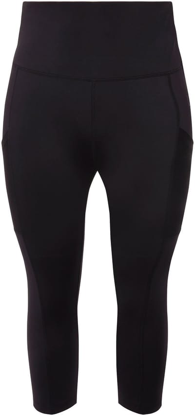 Ulla Popken - Dames - 3/4-legging kuitlang hoge taille sneldrogend - Zwart - Maat 58+
