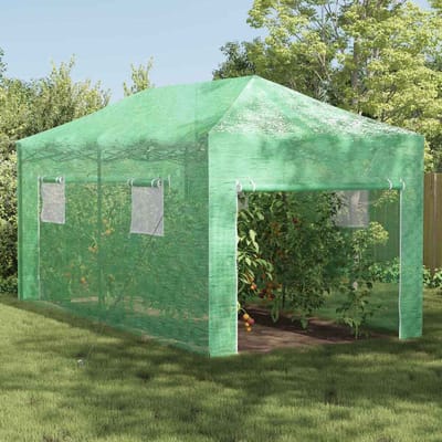 vidaXL - Kas - met - Pop-up - Frame - met - dak - Groen - 290 - x - 580 - x - 315 - cm - IJzer