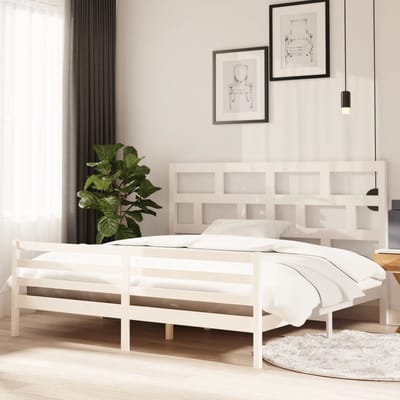 vidaXL - Bedframe - massief - grenenhout - wit - 200x200 - cm