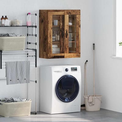 vidaXL - Wandkast - Oud - Hout - 69,5 - x - 34 - x - 90 - cm - Gefabriceerd - Hout - en - Glas