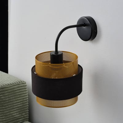 OSRAM DECOR Hornet wandlamp E27 Zwart Goud, wandlamp van Metaal en textiel, voor warme wandverlichting