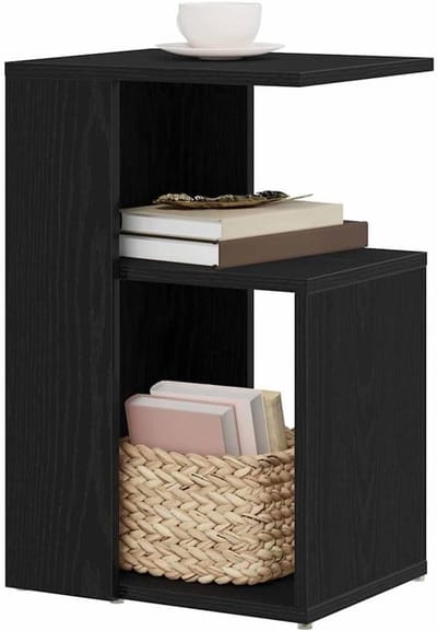 Bijzettafel Rechthoekig - Houten Tafel - Woonkamer Decoratie - Massief Eiken Ontwerp - 30 x 36 x 56 cm - Zwart