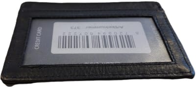 OI zwarte leren Creditcardhouder / zeer dun dubbelzijdig pasjesmapje met zichtvenster / platte leren pasjesouder / RFID SAFE / zwart leer / 373
