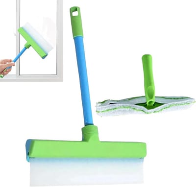 Siliconen schraper - Raamtrekker douche - Streeploos schoonmaken - Verstelbare steel - 30 cm - Groen