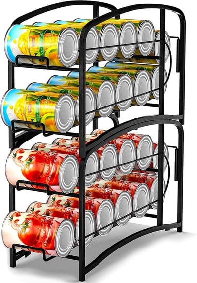 Set van 2 Can Dispenser voor Blikjes, Stapelbare Organiser voor Bier en Drankjes, Zwart en Praktisch