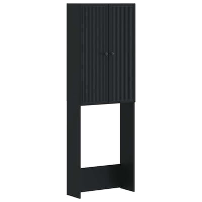 vidaXL - Toiletkast - EDE - Zwart - 66 - x - 25,5 - x - 190 - cm - Bewerkt - hout