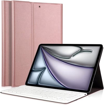 Hoes met toetsenbord geschikt voor iPad Air 11 inch 2024 - Keyboard Book Case Cover Hoesje Rosegoud