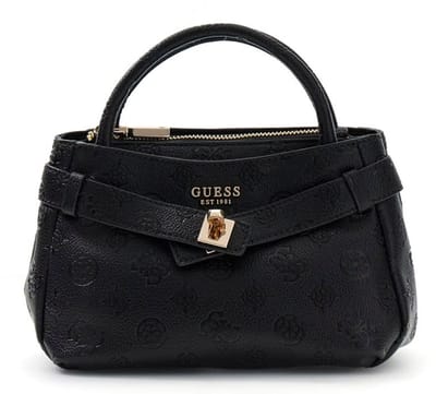 GUESS handtas schoudertas Ella Logo Mini Satchel Black Logo zwart