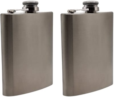 Heupfles - heupflacon - zakflacon - platvink - RVS - 200ml - 2 stuks - STEGGER