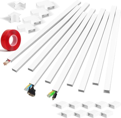 Zelfklevende Kabelgoot Wit (set van 10 stuks, 40 cm, 30x15 mm) - Voor Buiten - Met Foamtape - TV Kabelgoten - Montage aan Muur