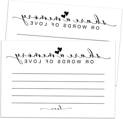Herinneringskaarten - Gastenboek kaarten - Herinneringen delen - Premium karton - 50 stuks - Zwart