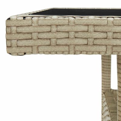 vidaXL - Tuintafel - poly - rattan - en - glas - beige