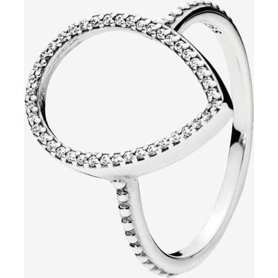 Bague panoramique en argent Sterling 925, goutte d'eau avec cristal Cz pour femmes, cadeau de fête de mariage, bijoux à la mode 6 gray