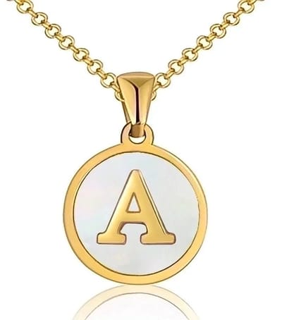 Aramat Jewels | Halskettingen | Unieke Initiaal Ketting - Schelp Goudkleurig 45cm | I | |1,5mm | Staal | Volwassenen | Verkleurd niet