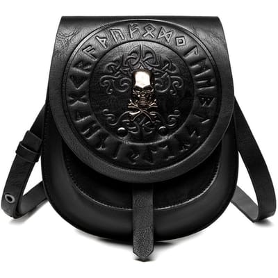 Europese en Amerikaanse Punk Retro Stijl Reliëf Dames Schoudertas Crossbody black