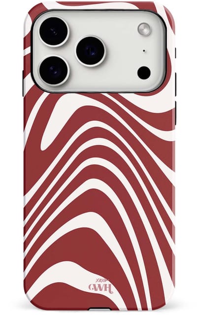 xoxo Wildhearts Boogie Wonderland Red - Double Layer - Hard case geschikt voor iPhone 17 Pro hoesje - Dubbele beschermlaag - Beschermhoes shockproof case - Golvenprint - Golvend patroon - Rood