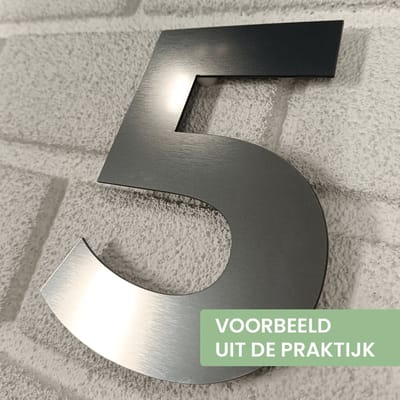 RVS-look Huisnummer - Letter b - 12 cm hoogte (incl. blinde bevestiging) | Naambordje Voordeur | Gratis Verzending