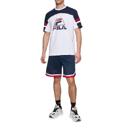 FILA Londerzeel Tee Bright White-black Iris Maat: XS | T-shirts met Print Outlet | Heren | Blauw