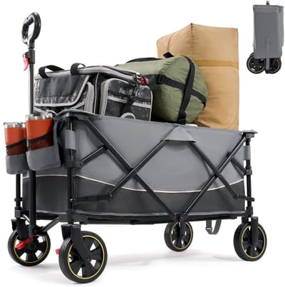 DailySupplies® Bolderkar Opvouwbaar Luchtbanden - Strandwagen - Bolderwagen - Zwart en Grijs