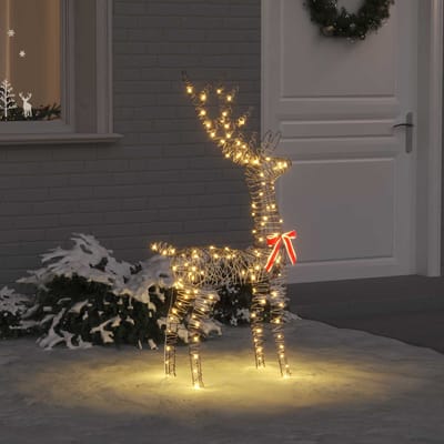 vidaXL - 3D - Rendier - 140 - LED's - Warmwit - 70 - x - 41 - x - 128 - cm - Rattan