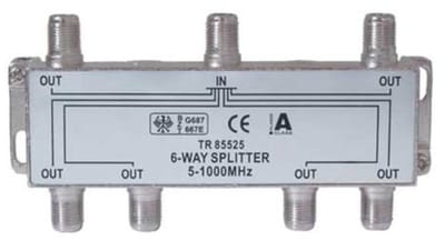 F splitter met 6 uitgangen / 5-1000 MHz