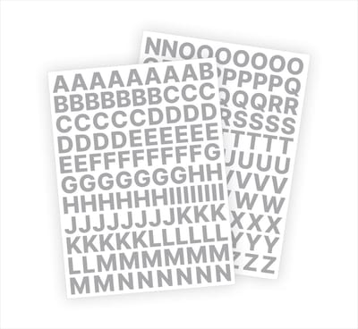 Letter stickers / Plakletters - Stickervellen Set - Metallic Zilver - 2cm hoog - Geschikt voor binnen en buiten - Standaard lettertype - Mat