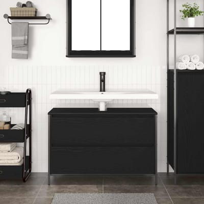 vidaXL - Badkamerkast - met - lades - 90x34,5x60 - cm - zwart - eikenkleurig