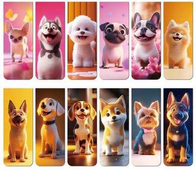 12x Magnetische Boekenleggers – Cartoon Honden – Leuke Bladwijzers voor Boeken & Planners
